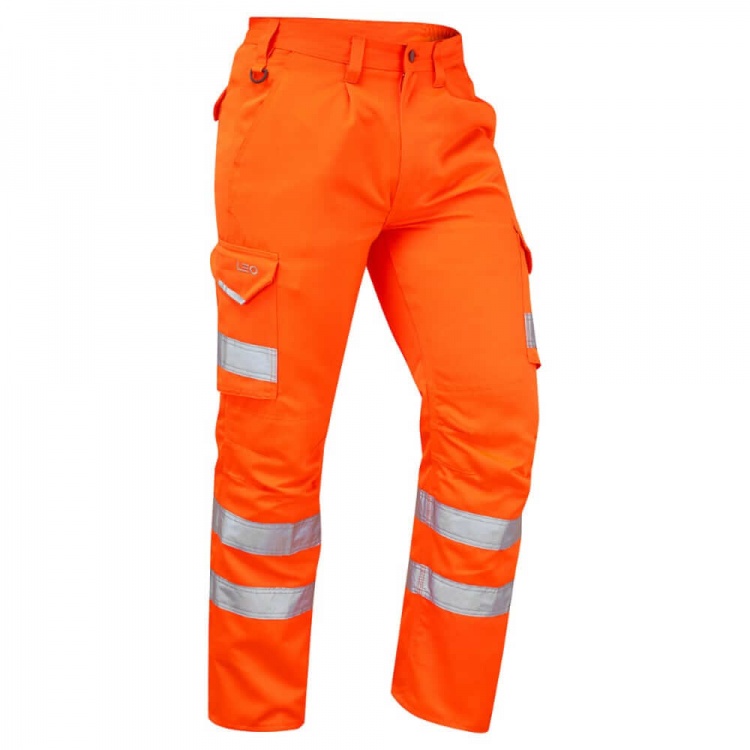Leo Workwear CT01-O Bideford Superior Railway RIS-3279-TOM CargoHi VisTrousers Orange